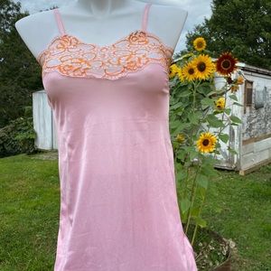 hand dyed orange & pink slip dress lacey lingerie